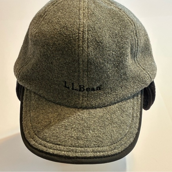Vintage L.L . Bean Gray Black Fleece Polartec Hat Cap Ear Flaps Size L/XL - Picture 3 of 8